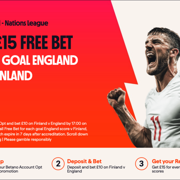 Betano Welcome Offer: Get A £15 Free Bet For Every Goal England Score vs Finland